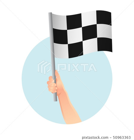 Start flag in hand icon 50963363