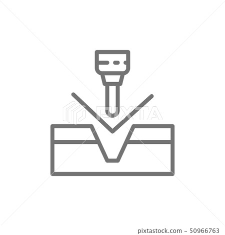 Metal bending, hydraulic CNC press machine line icon. 50966763