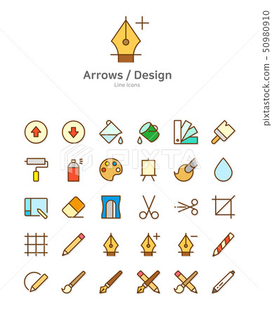 Set of line modern color icons for mobile and... - Stock Illustration ...