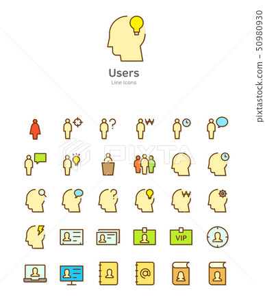 Set of line modern color icons for mobile and... - Stock Illustration ...
