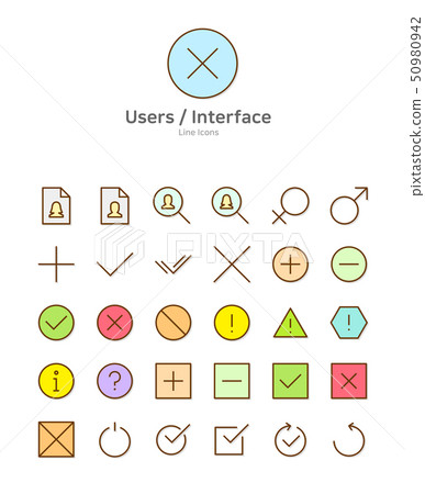 Set of line modern color icons for mobile and... - Stock Illustration ...
