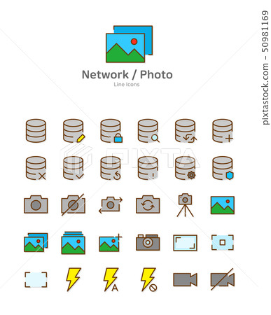 Set of line modern color icons for mobile and... - Stock Illustration ...