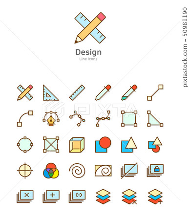Set of line modern color icons for mobile and... - Stock Illustration ...