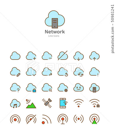 Set of line modern color icons for mobile and... - Stock Illustration ...