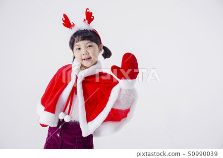 Cheerful boy and a girl on the white background 222 50990039