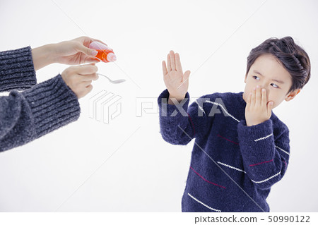 Cheerful boy and a girl on the white background 218 50990122