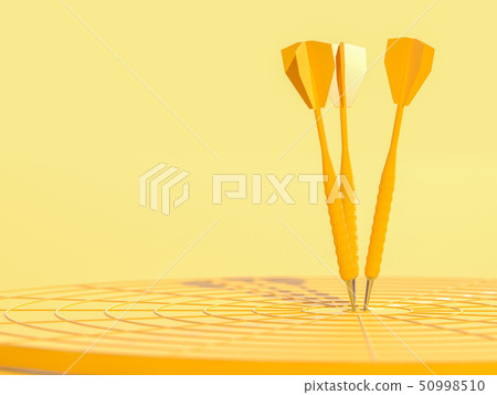 Darts hitting in the target center 50998510