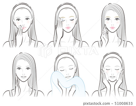 一個女人在做護膚的插圖 51008633