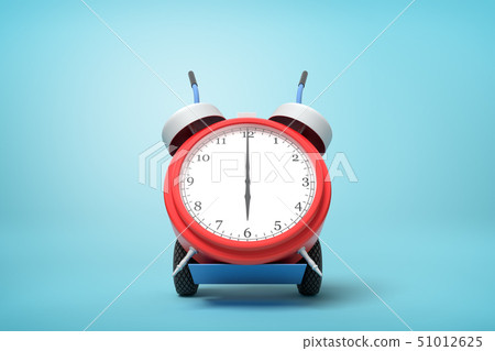3d rendering of alarm clock on a hand truck on blue background 3d rendering of alarm clock on a hand truck on blue background 51012625