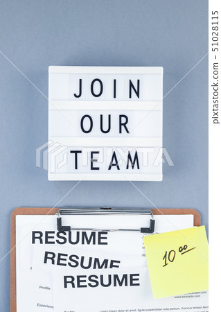 Join our team flat lay on blue background 51028115