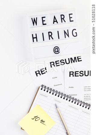 We are hiring flat lay on white background 51028118