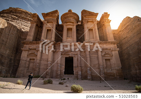 Asian photographer taking photo in Petra, Jordan 51028503