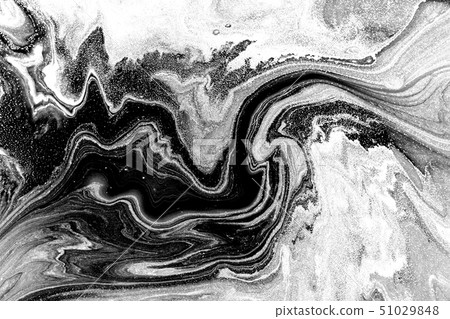 Black and white marbling pattern. Marble liquid texture. 51029848
