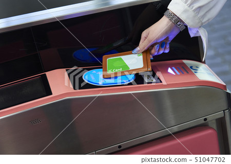 Station train woman ticket gate photography cooperation "Keio Electric Railway Co., Ltd." 51047702