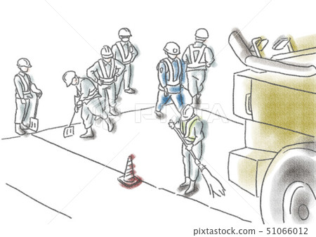 Workers during road construction Workers during road construction 51066012