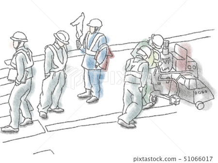 Workers during road construction Workers during road construction 51066017