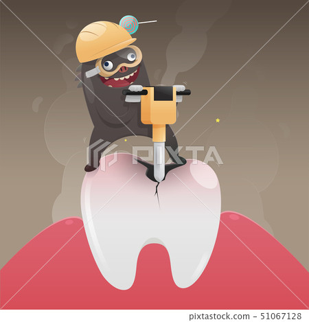 The bad monster is digging and damaging the tooth The bad monster is digging and damaging the tooth 51067128