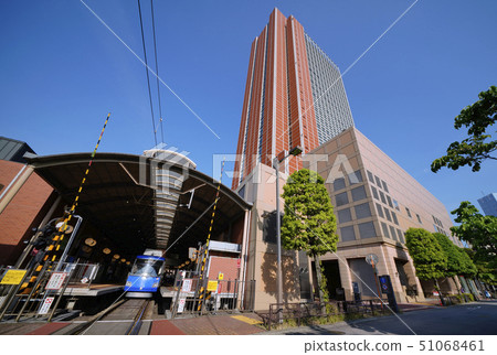 Tokyo cityscape in Japan The train which reflects sunlight, Tokyu Setagaya Line Sangenjaya Station, Carrot Tower etc. 51068461