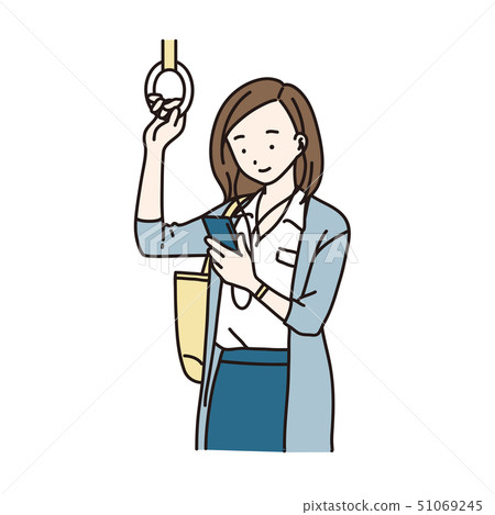 Woman listening to voice on smartphone by train 51069245