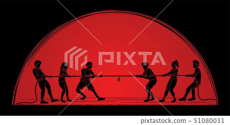 Children playing tug of war cartoon graphic vector 51080031