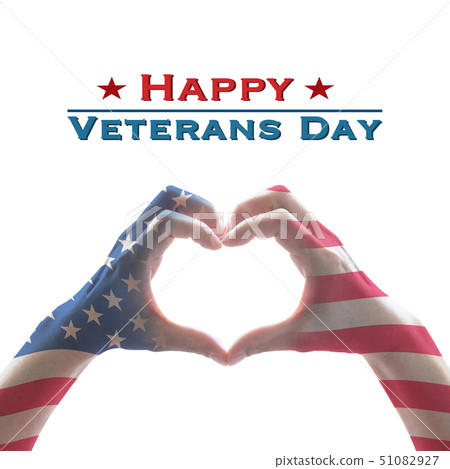 USA Happy veterans day with hands in heart shape  51082927