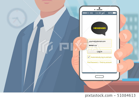 Kakao talk Korean Messenger in Hand of Businessman 51084613