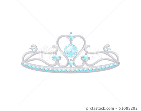 Silver tiara in the form of a series of leaves with small diamonds. Vector illustration. Silver tiara in the form of a series of leaves with small diamonds. Vector illustration. 51085292