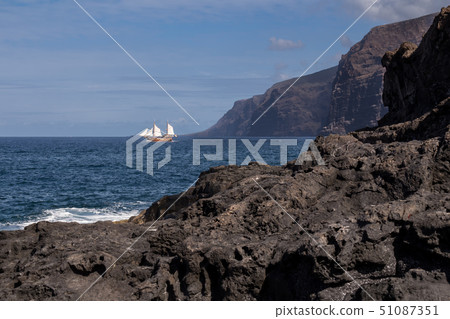 Atlantic ocean shore in west Tenerife, Spain 51087351