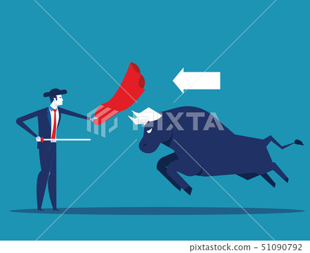 Matador and bull fighting. Concept business vector 51090792