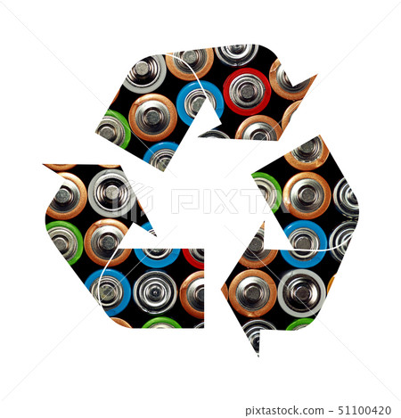 Recycling symbol of alkaline batteries Recycling symbol of alkaline batteries 51100420