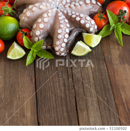 Raw octopus with lime, tomatoes and herbs Raw octopus with lime, tomatoes and herbs 51100502