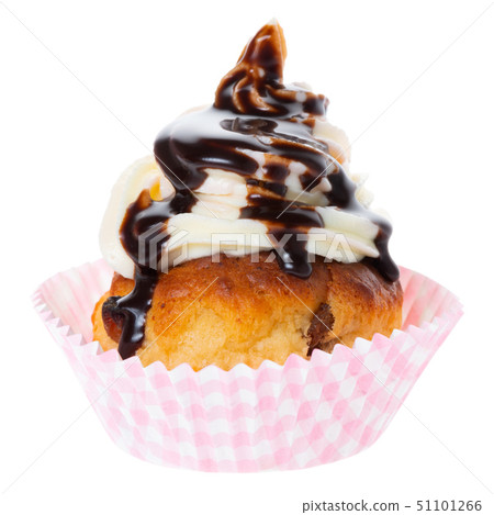 cupcakes with whipped cream decorated chocolate 51101266