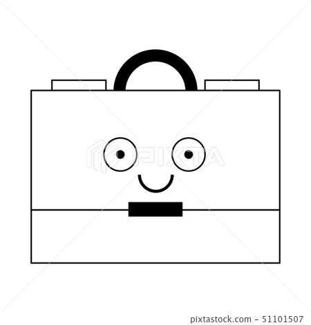 Business briefcase symbol cute cartoon in black and white Business briefcase symbol cute cartoon in black and white 51101507
