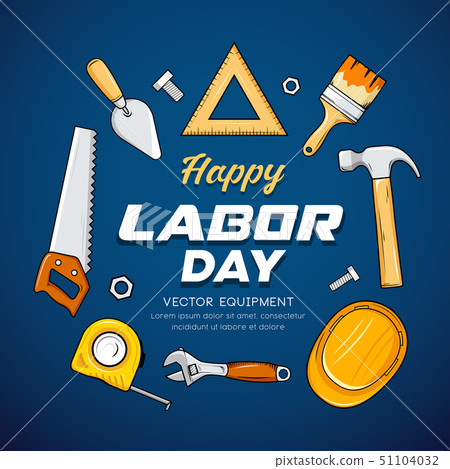 Happy Labor day Craftsman tool vector, on blue Happy Labor day Craftsman tool vector, on blue 51104032