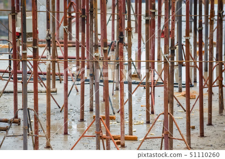 View of reinforcement carcass made of fitness at construction site 51110260