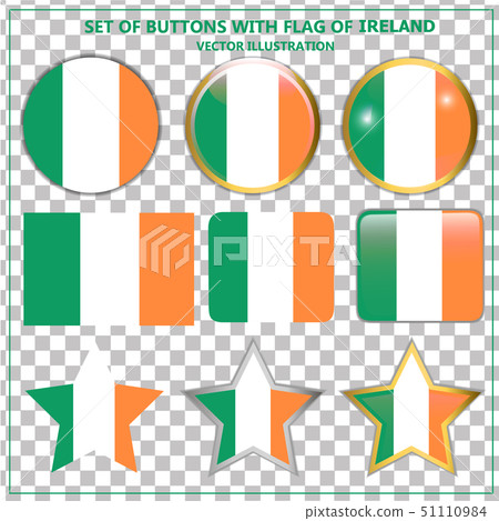 Buttons set flag of Ireland . Illustration. 51110984