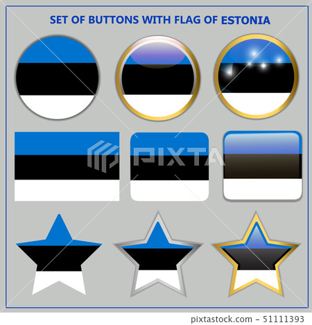 Set of buttons with flag of Estonia. Set of buttons with flag of Estonia. 51111393