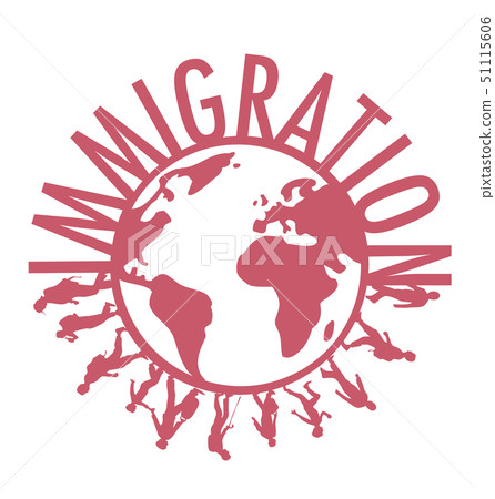 Immigration word concept around the world with 51115606