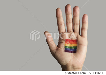 rainbow flag in the palm of the hand rainbow flag in the palm of the hand 51119641