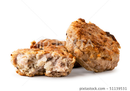 Fried cutlets and half on a white background Fried cutlets and half on a white background 51139531