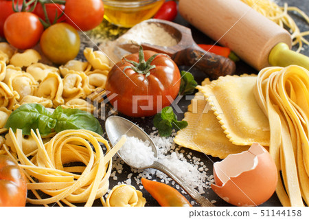 Fresh pasta and ingredients 51144158