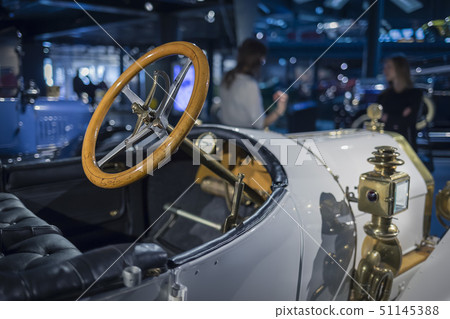 Retro car, vintage wooden steering wheel clock 51145388