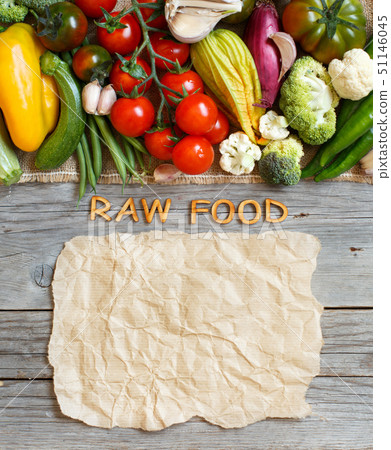 Fresh vegetables and wooden letters and craft Fresh vegetables and wooden letters and craft 51146045