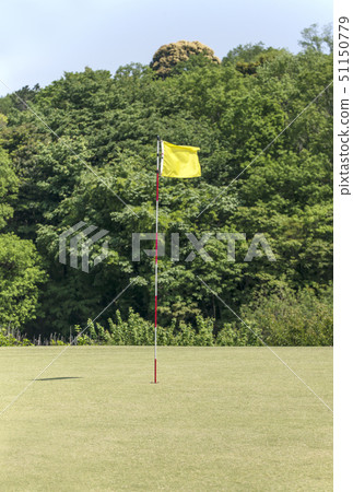 Golf hole green and flag image material 51150779