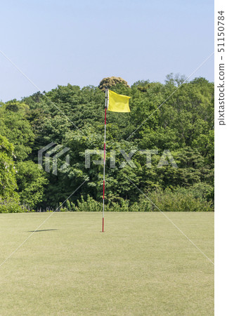 Golf hole green and flag image material 51150784