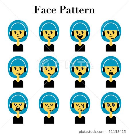Bob cut female call center staff simple and cute facial expressions 12 patterns illustration set Bob cut female call center staff simple and cute facial expressions 12 patterns illustration set 51158415