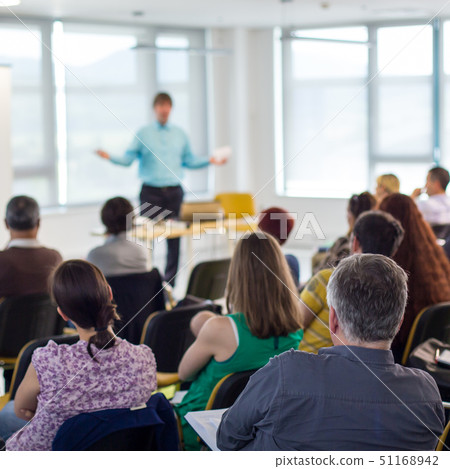 Speaker giving presentation on business conference. Speaker giving presentation on business conference. 51168942