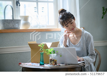 Woman lifestyle internet shopping personal computer 51179657