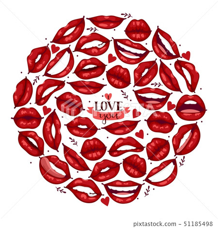 Lip vector pattern cartoon beautiful red lips in kiss or smile fashion lipstick sexy mouth kissing Lip vector pattern cartoon beautiful red lips in kiss or smile fashion lipstick sexy mouth kissing 51185498