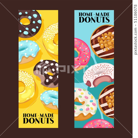 Donut vector doughnut food glazed sweet dessert with sugar chocolate in bakery illustration backdrop Donut vector doughnut food glazed sweet dessert with sugar chocolate in bakery illustration backdrop 51186078